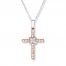 Cross Necklace 1/5 ct tw Diamonds 10K Two-Tone Gold