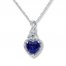 Lab-Created Sapphire Necklace with Diamonds Sterling Silver