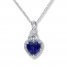 Lab-Created Sapphire Necklace with Diamonds Sterling Silver