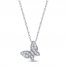 Diamond Butterfly Necklace 1/10 ct tw Sterling Silver 18"