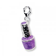 Nail Polish Charm Purple Enamel Sterling Silver