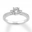 Three-Stone Diamond Ring 5/8 ct tw Round-cut 14K White Gold