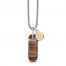 Bulova Tiger's Eye Necklace Stainless Steel 26-28.50"