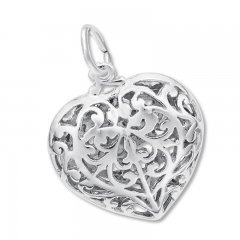 Filigree Heart Charm Sterling Silver