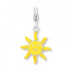 Sun Charm Yellow Enamel Sterling Silver