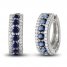 Blue & White Lab-Created Sapphire Hoop Earrings Sterling Silver