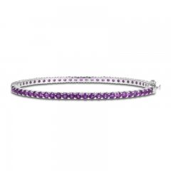 Amethyst Bangle Bracelet Sterling Silver 7.25"