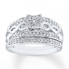 Diamond Bridal Set 1/2 ct tw Round-cut 10K White Gold