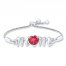 Mom Bolo Bracelet Lab-Created Ruby Sterling Silver