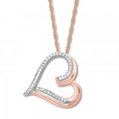 Diamond Heart Necklace 1/10 ct tw Round-cut 10K Rose Gold