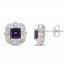 Amethyst & Lab-Created White Sapphire Earrings Sterling Silver