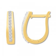 Diamond Hoop Earrings 1/4 ct tw Round-cut 10K Yellow Gold