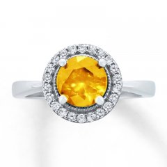 Citrine Ring Lab-Created White Sapphires Sterling Silver