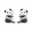 Panda Earrings 1/6 ct tw Diamonds Sterling Silver