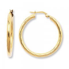 Twisted Hoop Earrings 14K Yellow Gold