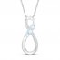 Diamond Infinity Necklace Aquamarine Sterling Silver