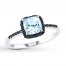 Aquamarine Ring 1/8 ct tw Black Diamonds 10K White Gold