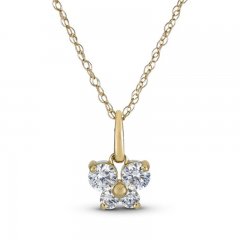 Children's Butterfly Cubic Zirconia Necklace 14K Yellow Gold 15"