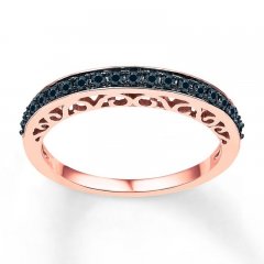 Black Diamond Ring 1/4 ct tw Round-cut 10K Rose Gold