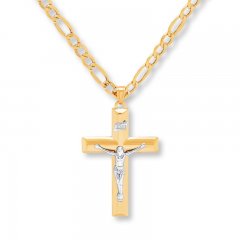 Men's Crucifix Necklace 10K Yellow Gold 20" Length