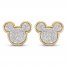 Children's Mickey Mouse Glitter Stud Earrings 14K Yellow Gold