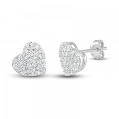 Diamond Heart Earrings 1/4 ct tw Round-cut 10K White Gold