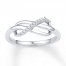 Midi Ring Diamond Accents Sterling Silver