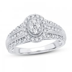 Multi-Stone Diamond Engagement Ring 1/2 ct tw Round-cut 10K White Gold