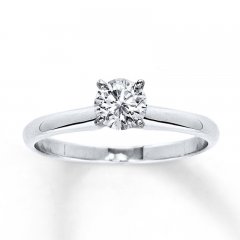 Certified Diamond Round-cut Ring 1/2 carat 14K White Gold