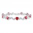 Heart Bracelet Lab-Created Rubies Sterling Silver