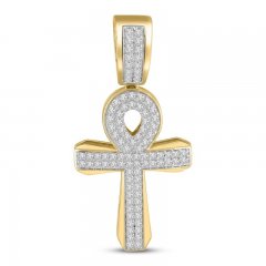 Men's Diamond Cross Pendant 1 ct tw 10K Yellow Gold