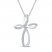 Diamond Cross Necklace 1/6 ct tw Round-cut 10K White Gold