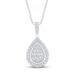 Teardrop Diamond Necklace 1/2 ct tw 10K White Gold 19"