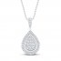 Teardrop Diamond Necklace 1/2 ct tw 10K White Gold 19"