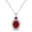 Lab-Created Ruby & White Lab-Created Sapphire Necklace Sterling Silver 18"