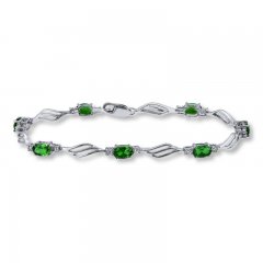 Lab-Created Emeralds Diamond Accents Sterling Silver Bracelet