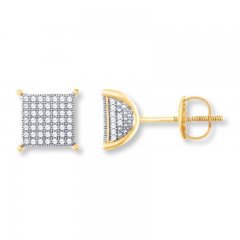 Men's Diamond Earrings 1/2 ct tw Round-Cut 10K Yellow Gold