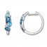 Vibrant Shades Blue & White Topaz Hoop Earrings Sterling Silver