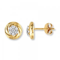 Diamond Earrings 1/4 ct tw Round-cut 10K Yellow Gold