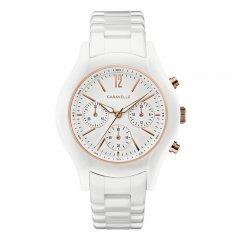 Caravelle by Bulova Women's White Ceramic Chronograph Watch 45L174