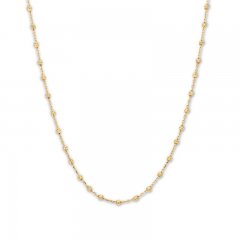 Beaded Chain Necklace 10K Yellow Gold 17" Adjustable