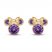 Children's Minnie Mouse Purple Cubic Zirconia Stud Earrings 14K Yellow Gold