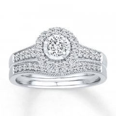 Diamond Bridal Set 3/4 ct tw Round-cut 14K White Gold