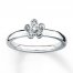 Stackable Flower Ring Diamond Accents Sterling Silver