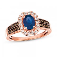 Le Vian Sapphire Ring 3/8 ct tw Diamonds 14K Strawberry Gold