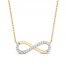 Hallmark Diamonds Infinity Necklace 1/10 ct tw 10K Yellow Gold 18"