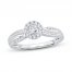 Diamond Engagement Ring 3/8 ct tw Round/Baguette 14K White Gold