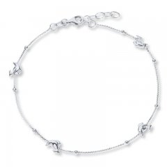 Dolphin Anklet Sterling Silver 9" Length