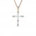 Opal & Diamond Cross Necklace 1/15 ct tw 10K Rose Gold 18"