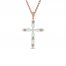 Opal & Diamond Cross Necklace 1/15 ct tw 10K Rose Gold 18"